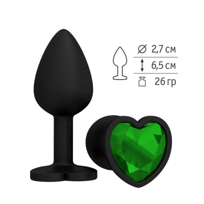 жага-Джага - Анальная втулка зеленым кристаллом, 6,5 см (зеленый) 