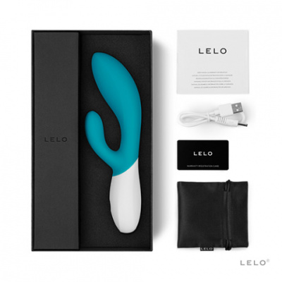Lelo Ina Wave - Люкс вибратор-кролик с движущейся головкой, 20х3.8 см (голубой)