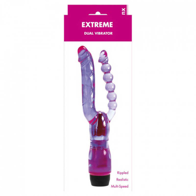 Me You Us Extreme Dual Vibrator - анально-вагинальный вибратор, 12.3х3 см (фиолетовый)