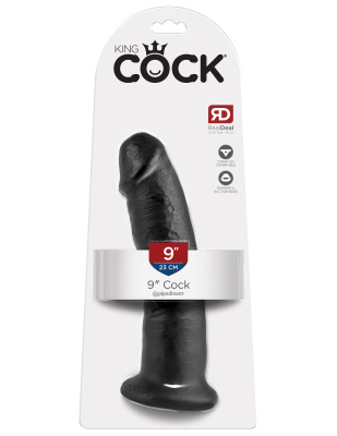 King Cock 9" - крупный фаллоимитатор на присоске, 22х5.3 см (черный)
