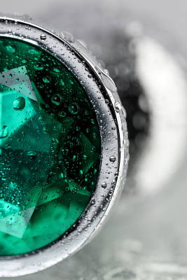 Metal by TOYFA - Анальная втулка с зеленым кристаллом, 9,5 см 