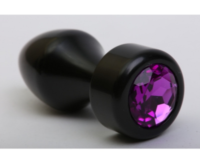 4sexdream - Чёрная пробочка инкрустированная стразом, 7.8см (фиолетовый) 