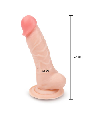 Браззерс - небольшой реалистичный фаллос, 17.5х3.5 см (телесный)