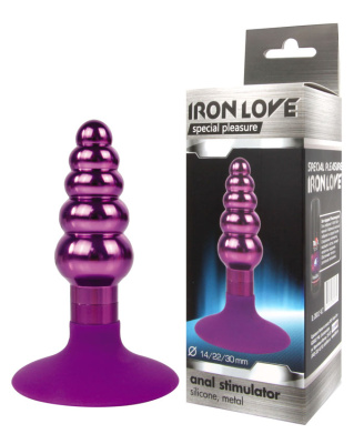 Анальная втулка с рельефом Iron Love, 9х3 см (фиолетовый) 