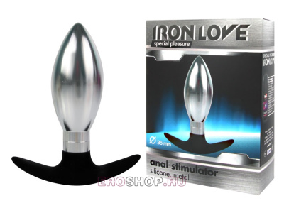 Каплевидная металлическая анальная пробка Iron Love 10.6 см (фиолетовый) 