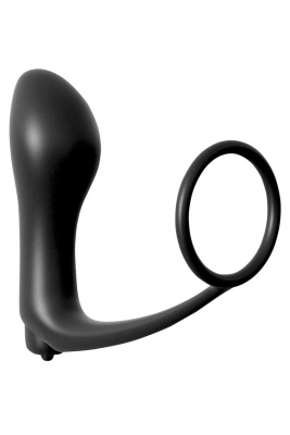 Ass-Gasm Cockring Vibrating Plug - Анальная пробка с эрекционным кольцом, 10,4 см (черный) 