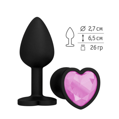 Джага-Джага - Анальная пробка с розовым кристаллом сердце, 6,5 см (розовый) 