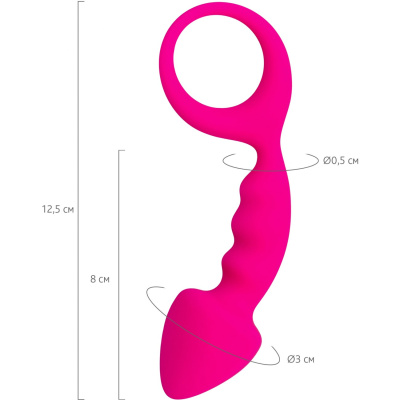 ToDo by Toyfa Bong - Анальная пробка с толстой головкой, 12.5х3 см (розовый) 