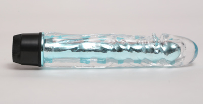 Прозрачный вибратор от 4sexdream, 17.5х3.5 см (голубой)