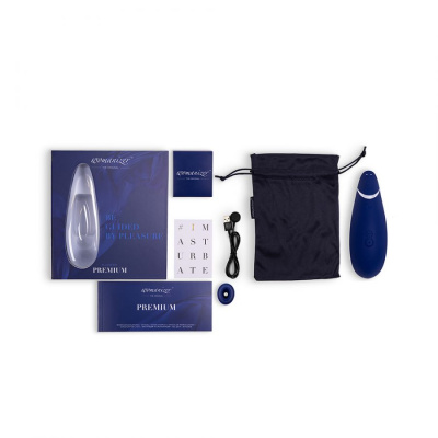 Модный бесконтактный стимулятор клитора Womanizer Premium, 15,5 см (синий) 