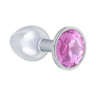 Lola Games Diamond Pink Sparkle Small металлическая анальная пробка с кристаллом, 7х2.8 см (розовый) 