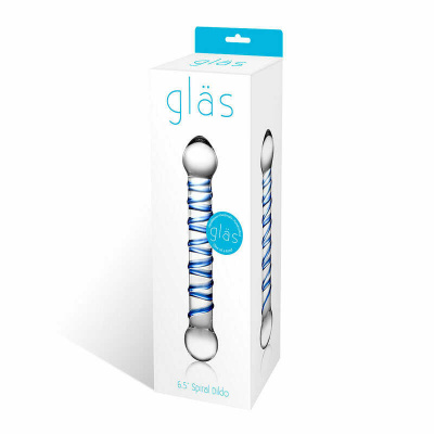 Glas Spiral Dildo стеклянный стимулятор с голубой спиралью, 17х3.6 см (прозрачный)