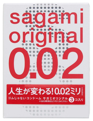 Sagami Original 0.02 - Полиуретановые презервативы, 3 шт