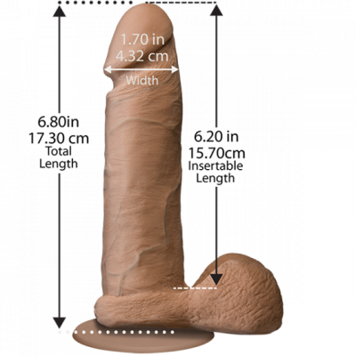 Doc Johnson The Realistic Cock Ultra Skin 6 - Фаллоимитатор реалистичный, 17,3х4,3 см (мулат)