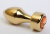 4sexdream анальная пробка металл золото со стразом в основании, 7.8х2.9 см (розовый) 