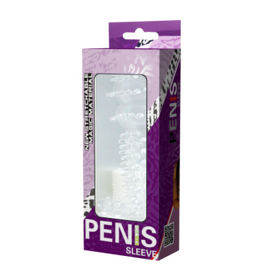 Baile Penis Sleeve - прозрачная насадка на пенис с шипами и стимулятором клитора, 14.2 см (прозрачный) 