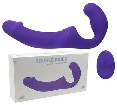 Aphrodisia Double Rider - Безремневой вибрострапон с д/у, 21.5х3.9 см (фиолетовый)