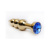 4sexdream золотистая металлическая анальная пробка ёлочка с кристаллом в основании, 11.2х2.9 см (синий) 