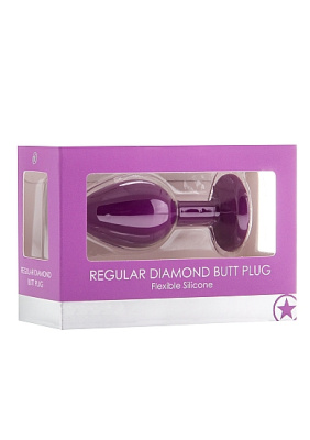 Ouch! Diamond Butt Plug (Medium) анальная пробка с кристаллом, 7.3х3.2 см (сиреневый)  