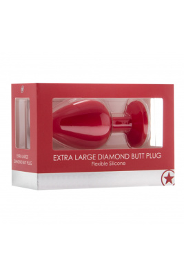 Ouch! Diamond Butt Plug (Extra Large) анальная пробка с кристаллом, 9.3х4.2 см (красный)  