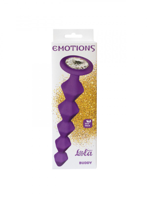 Lola Games Emotions Buddy Purple силиконовая анальная цепочка с кристаллом в основании, 17.7х4.1 см (фиолетовый)