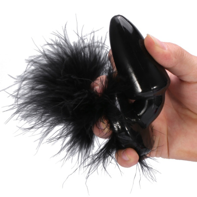 4sexdream Black Bunny анальная пробка с пушистым хвостиком, 11х3.5 см (чёрный) 