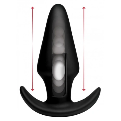 XR Brands Kinetic Thumping 7X Large Anal Plug - анальная пробка с толчковыми движениями, 13.3х5 см (чёрный) 