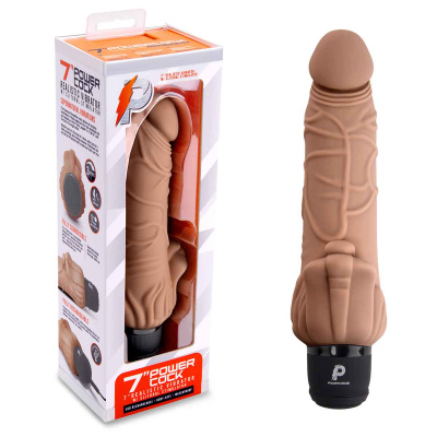 7" Realistic Vibrator - Реалистичный вибратор с клиторальным стимулятором, 21,5 см (коричневый)