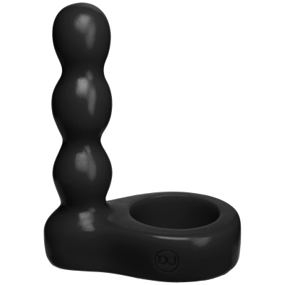 Анальный фаллоимитатор с эрекционным кольцом - Насадка на пенис, 11 см (черный) 
