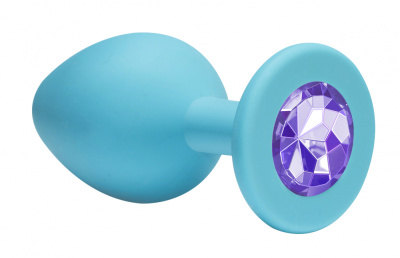 Lola Games Emotions Cutie Small голубая силиконовая анальная пробка со стразом, 7х2.7 см (фиолетовый) 