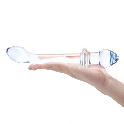 Glas 9,5 in DOUBLE PLAY - Двусторонний анально-вагинальный фаллоимитатор, 23х4 см (прозрачный)