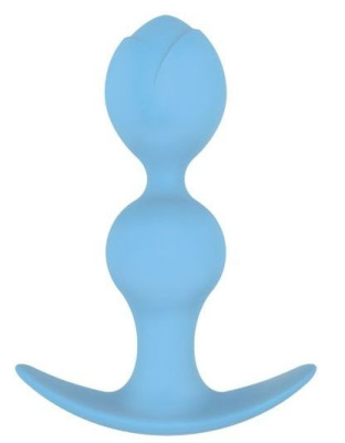 Двухуровневая силиконовая анальная пробка, 11 см - Sweet Toys (голубой) 