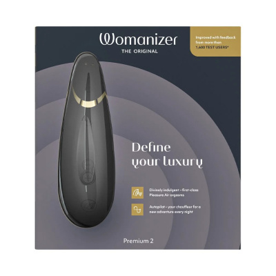 Womanizer Premium 2 - Бесконтактный клиторальный стимулятор  с функцией автопилота, 15.5х5 см (черный) 