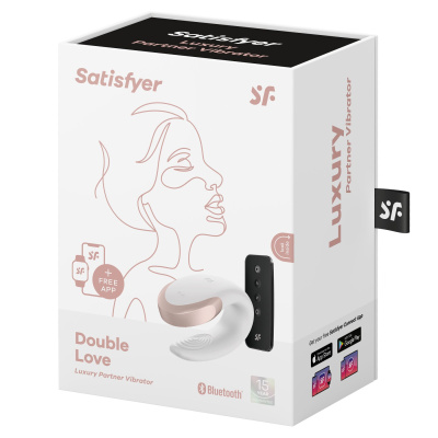 Satisfyer Double Love - вибратор для пар с возможностью управления через пульт и приложение, 8.6х5.7 см. (белый) 