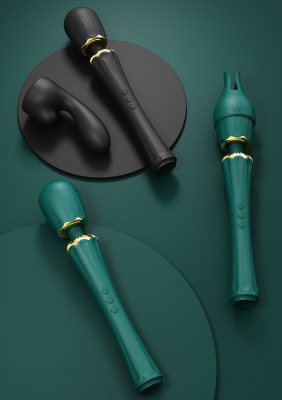 Zalo Kyro - премиум вибратор-микрофон с 2 насадками, 29,1 см (изумрудный) 