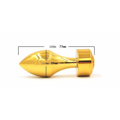 4sexdream анальная пробка металл золото со стразом в основании, 7.8х2.9 см (прозрачный) 
