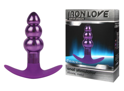 Рельефная анальная пробка Iron Love, 9.6х3 см (фиолетовый) 
