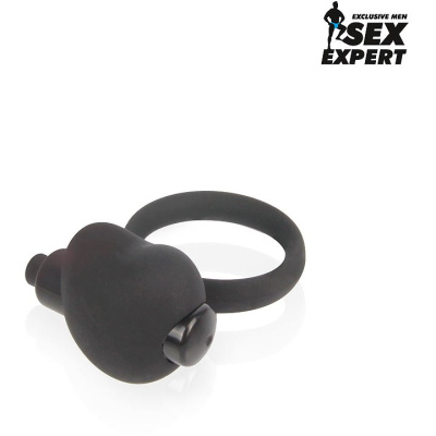 Стимулирующее эрекционное кольцо с вибрацией Sex Expert, 3 см (чёрный) 
