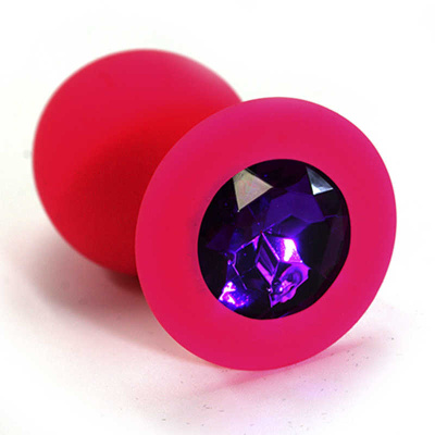 Kanikule - Анальная пробка из силикона с кристаллом в основании, 7 см (фиолетовый) 