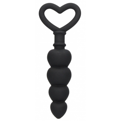 OUCH! Anal Love Beads силиконовая анальная ёлочка, 9х2.9 см (чёрный)