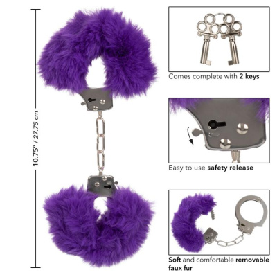 ULTRA FLUFFY FURRY CUFFS - Металлические наручники с искусственным мехом, 27,25 см (фиолетовый) 