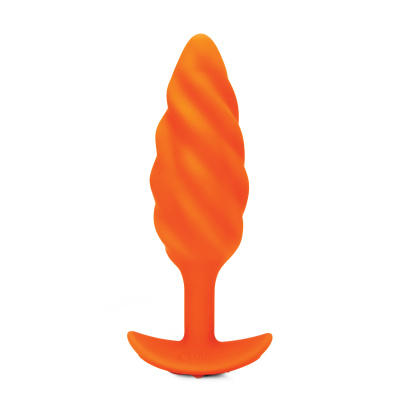 b-Vibe swirl texture plug спиральная анальная пробка с вибрацией, 11.2х3.5 см (оранжевый) 