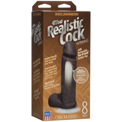 Doc Johnson Realistic Cock Vac-U-Lock - Фаллоимитатор реалистик на присоске с мошонкой, 120.6х5 см (коричневый)