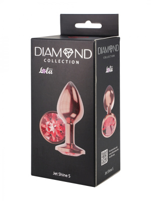 Lola Games Diamond Ruby Shine S металлическая анальная пробка с кристаллом, 7.2х2.7 см (красный) 