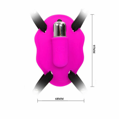 Baile - Клиторальный стимулятор бабочка с ремешками, 9.7х6.8 см (розовый)  