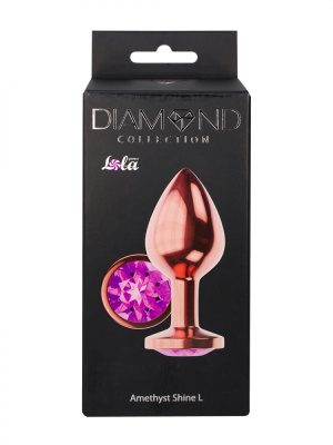 Lola Games Diamond Amethyst Shine L металлическая анальная пробка с кристаллом, 8.3х3.3 см (фиолетовый) 