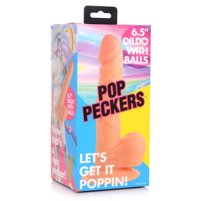 Pop Peckers - реалистичный фаллоимитатор на присоске, 19х3.8 см