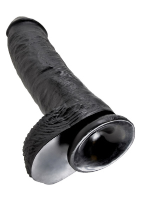 Pipedream King Cock 10" With Balls - Реалистичный фаллоимитатор с мошонкой на присоске, 25.4х5 см (чёрный)