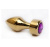 4sexdream анальная пробка металл золото со стразом в основании, 7.8х2.9 см (фиолетовый) 