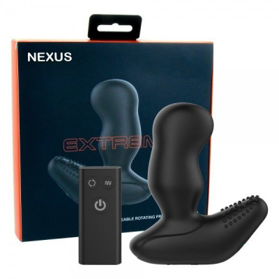 Массажер простаты с вибрацией и вращающейся головкой Nexus Revo Extreme - 10 см (чёрный) 